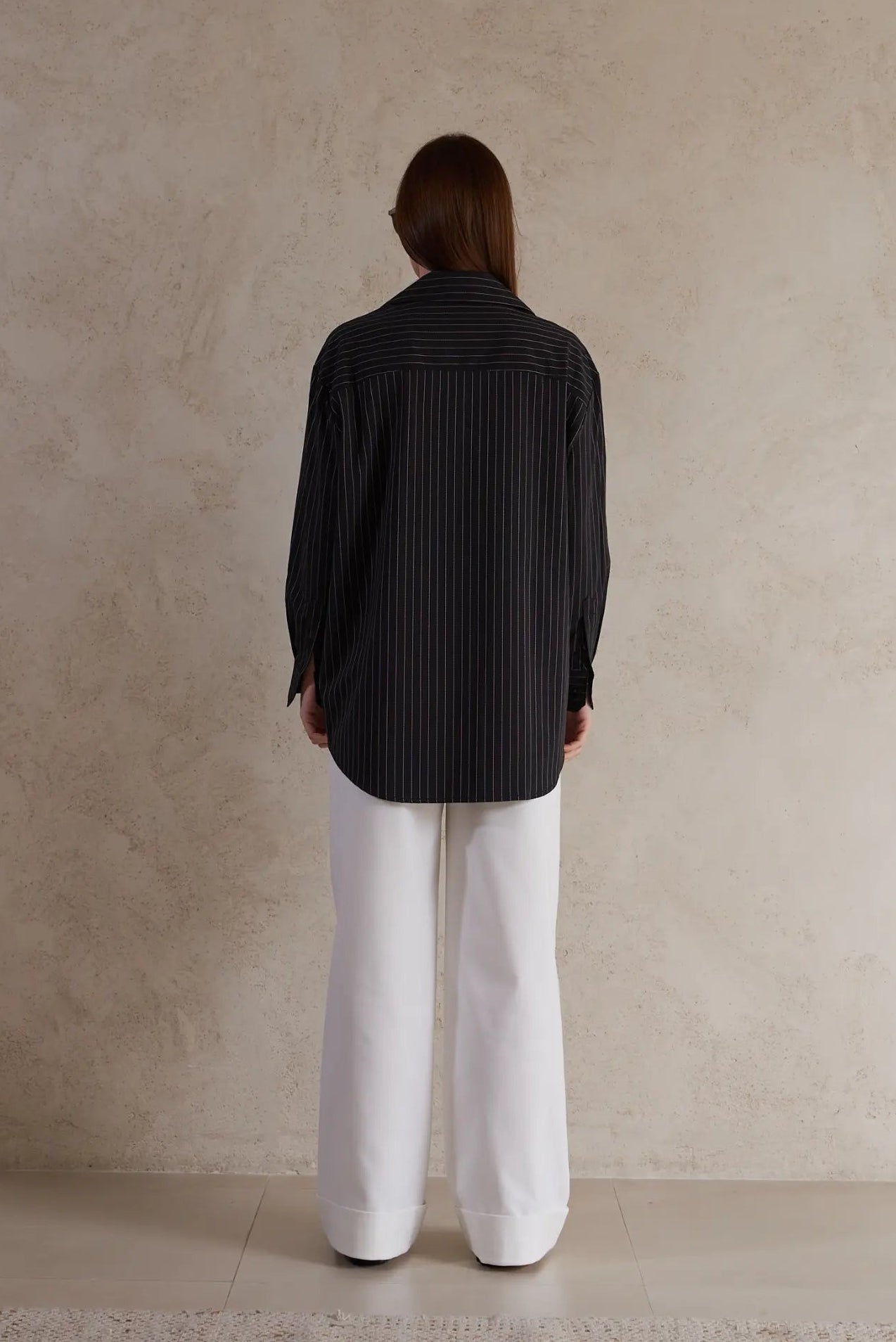 knotted Black Striped Shirt