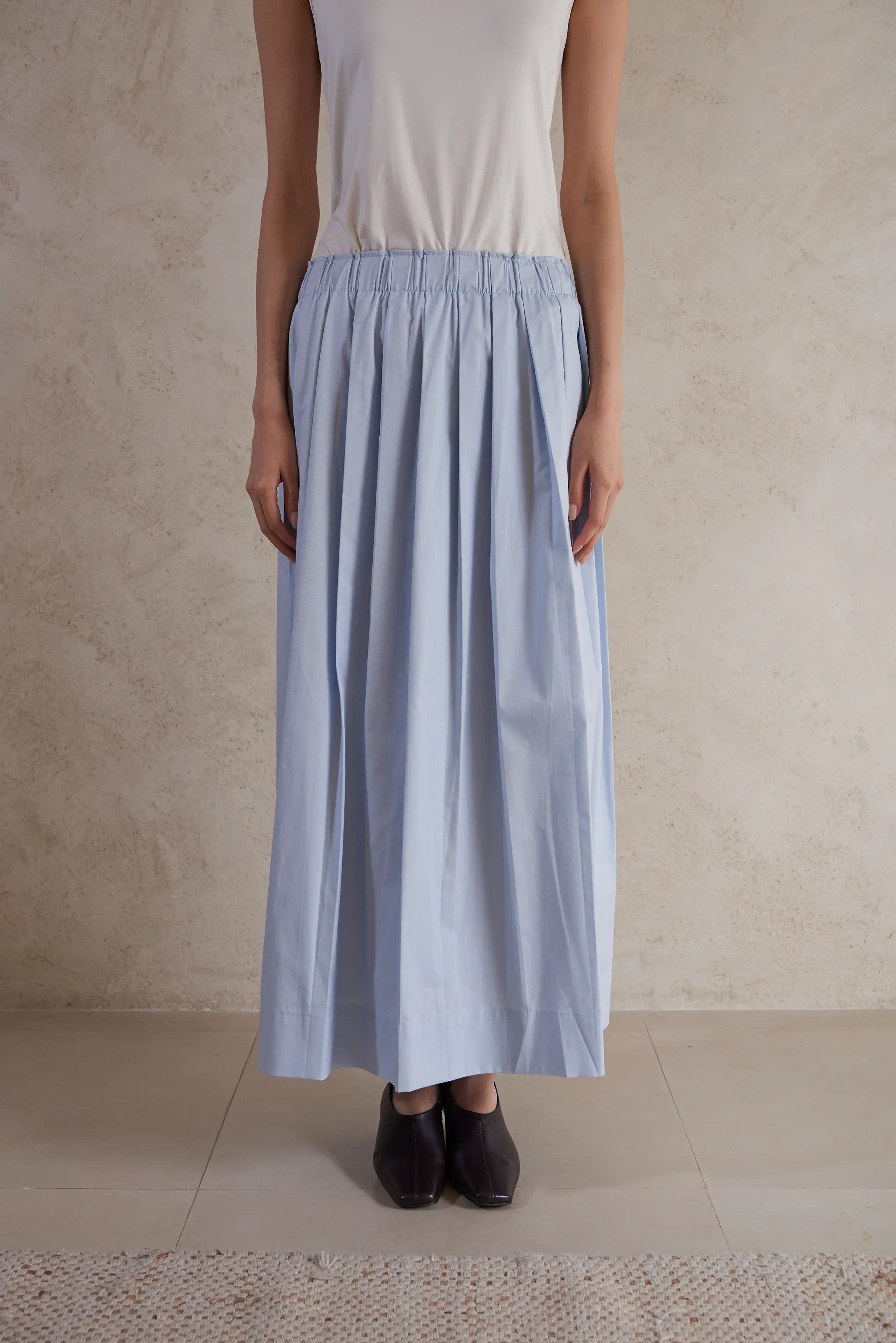 Poplin cotton plisse skirt