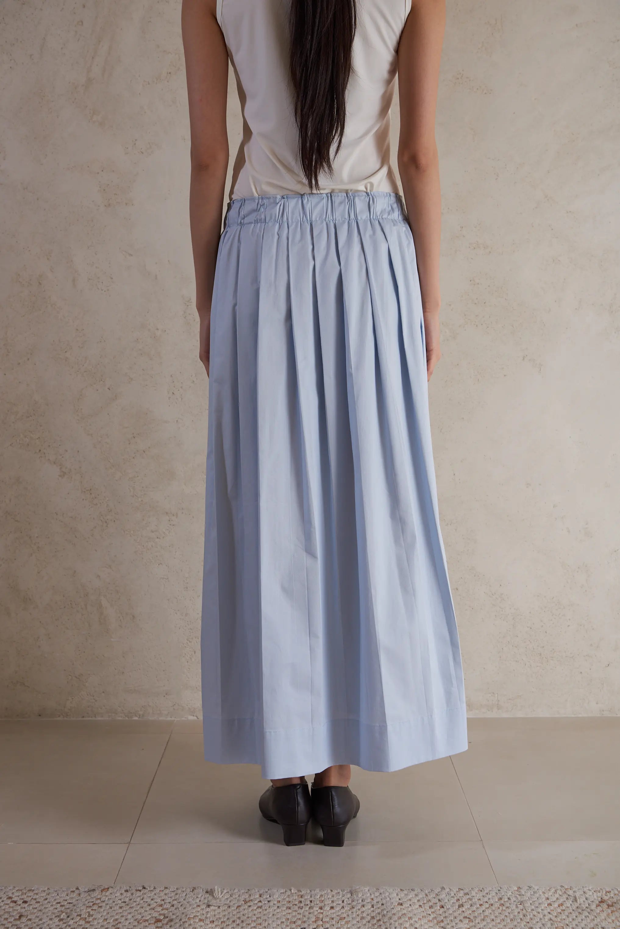 Poplin cotton plisse skirt