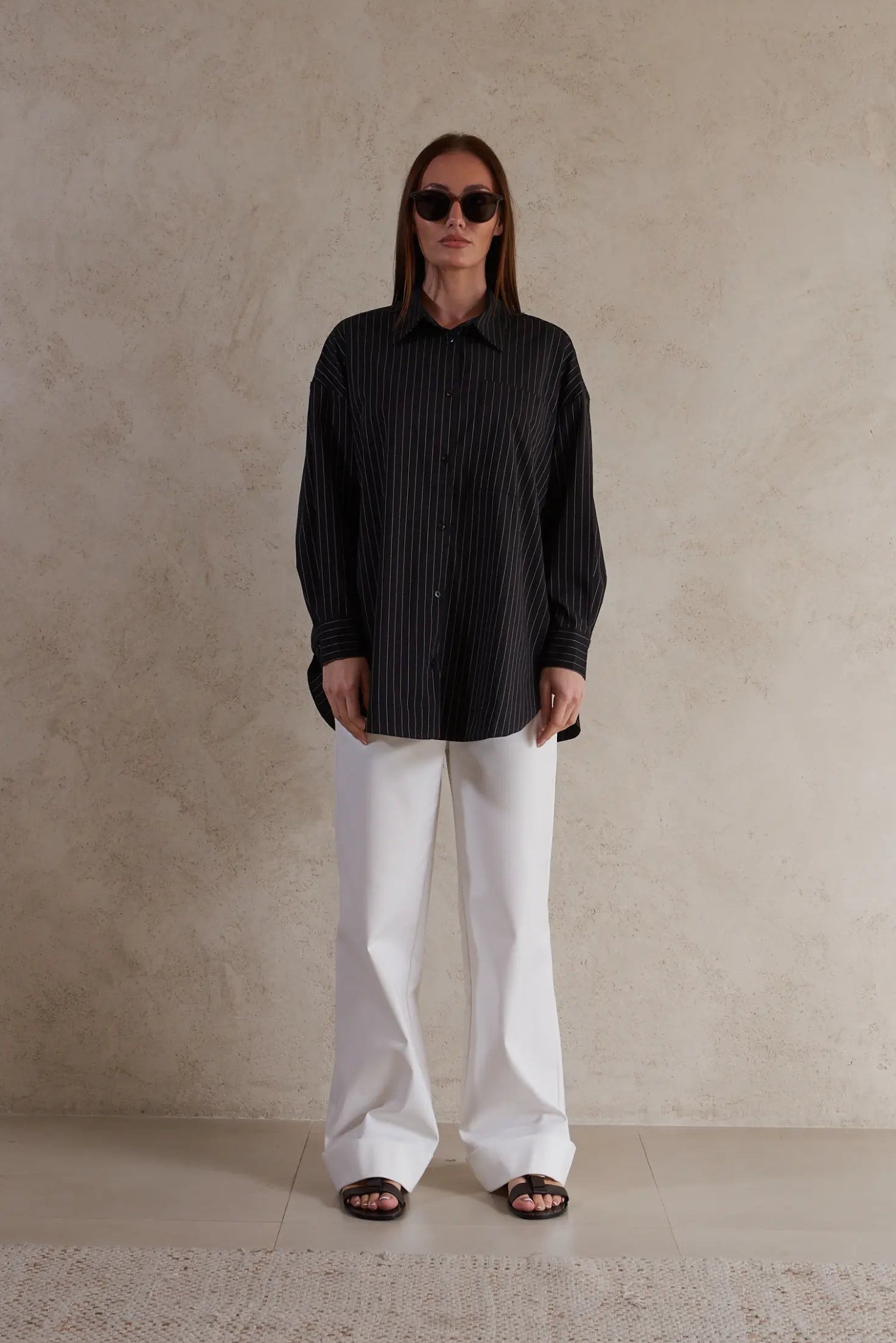 Black Oversized Striped Shirt
