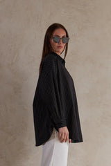 Black Oversized Striped Shirt