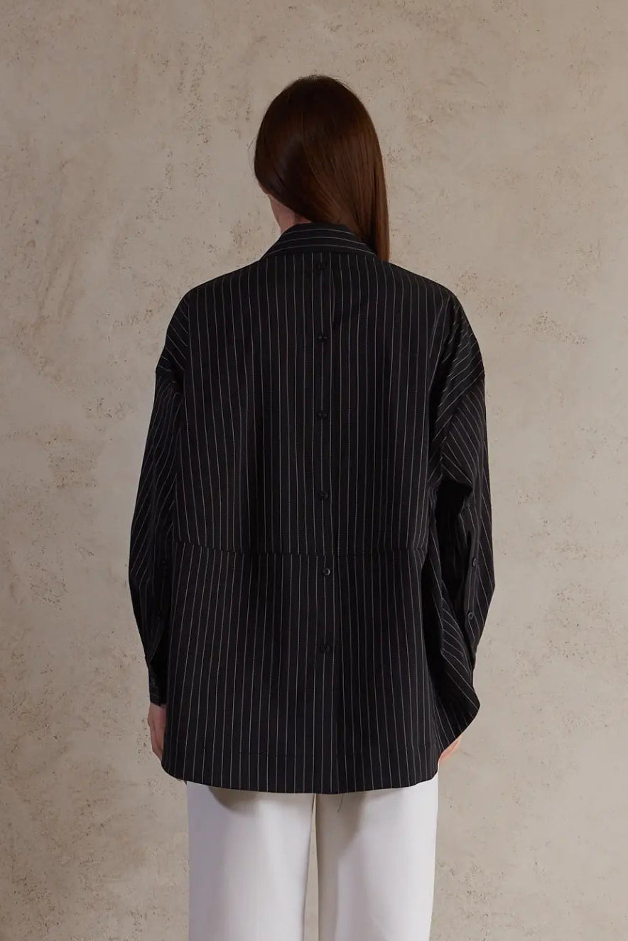 Black Oversized Striped Shirt