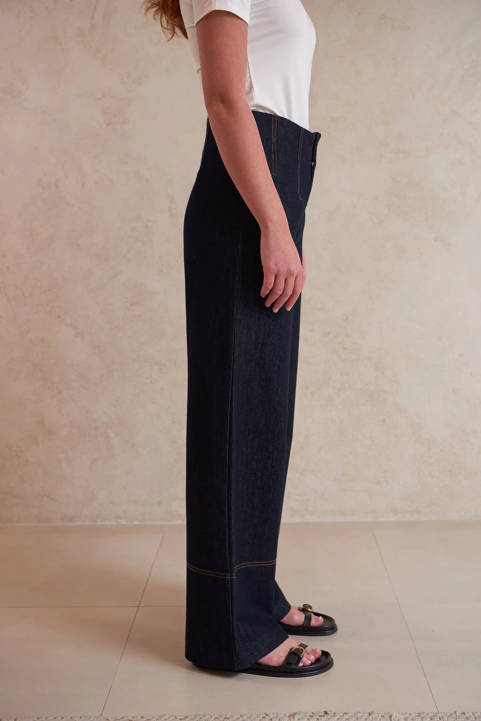 High-Waisted Wide Leg Denim Pants