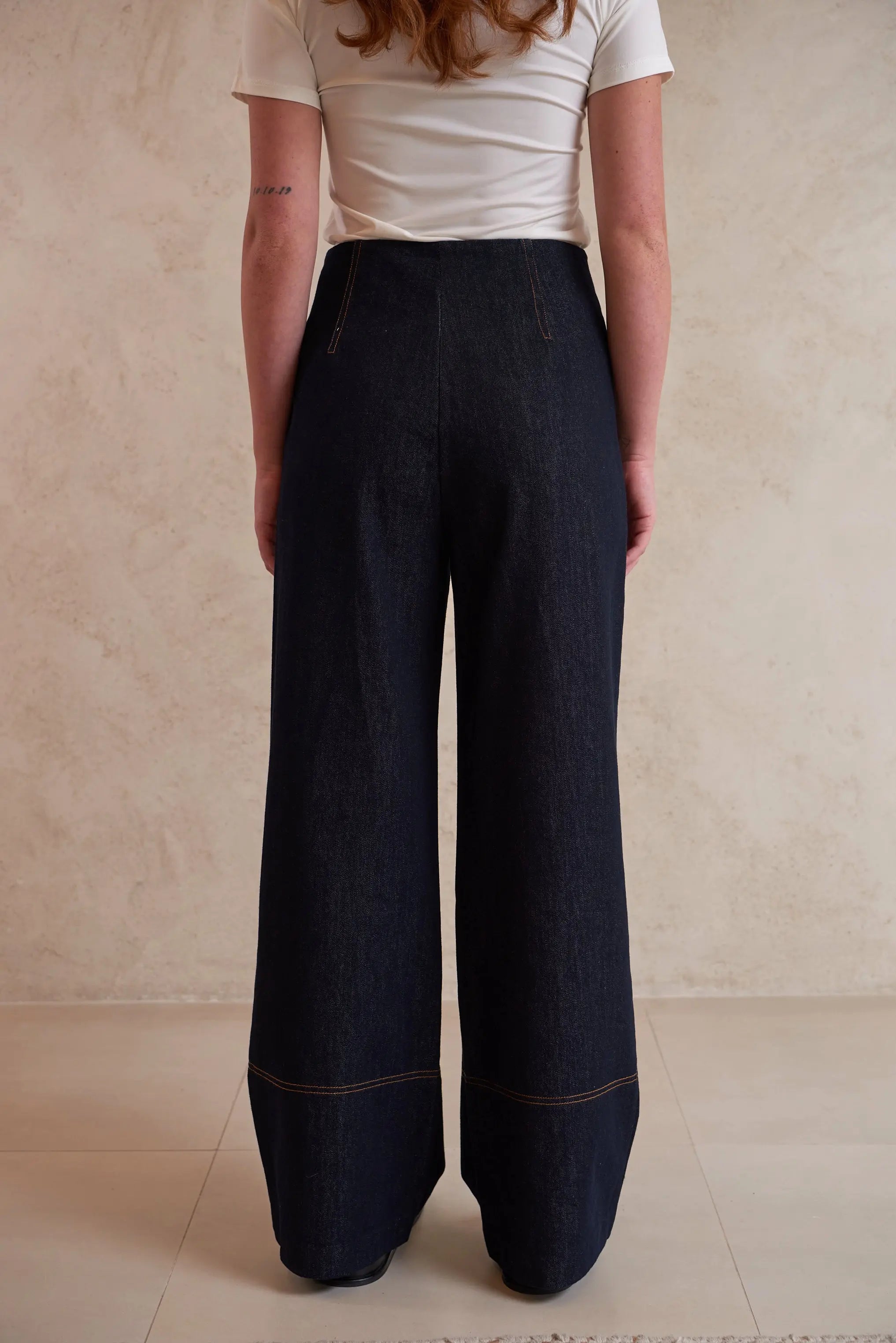 High-Waisted Wide Leg Denim Pants