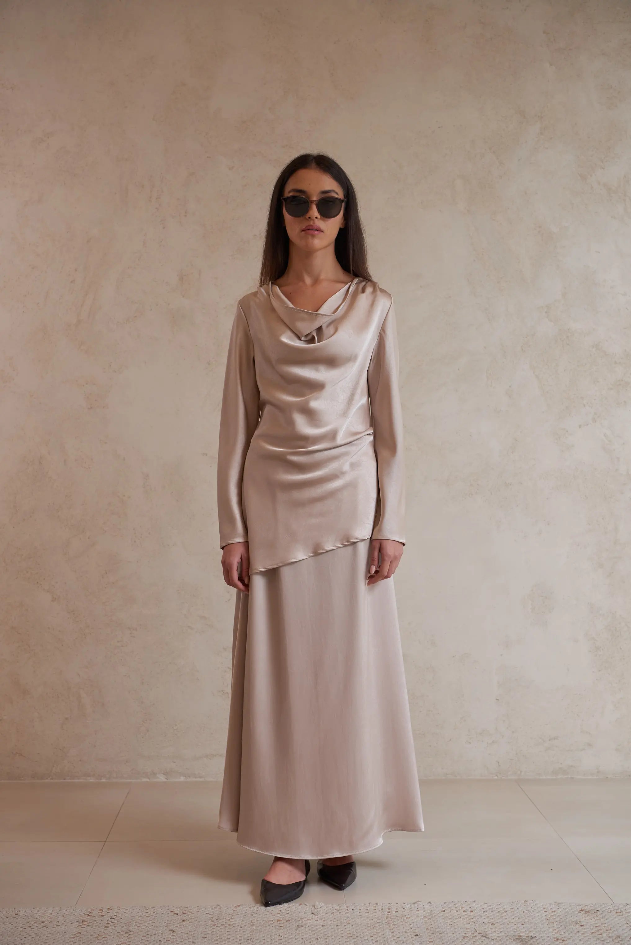 Elegant Satin Long Sleeve Blouse