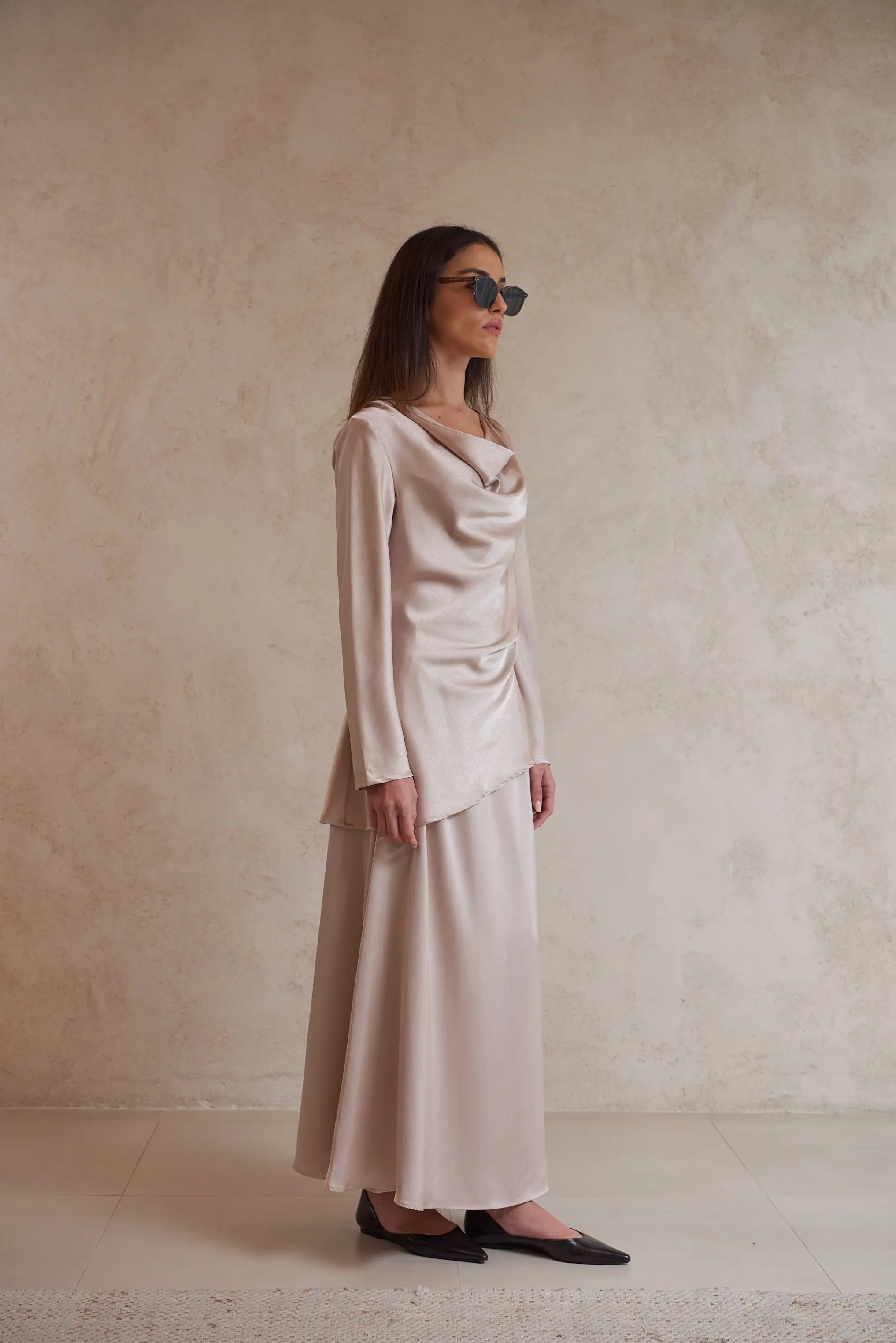 Elegant Satin Long Sleeve Blouse