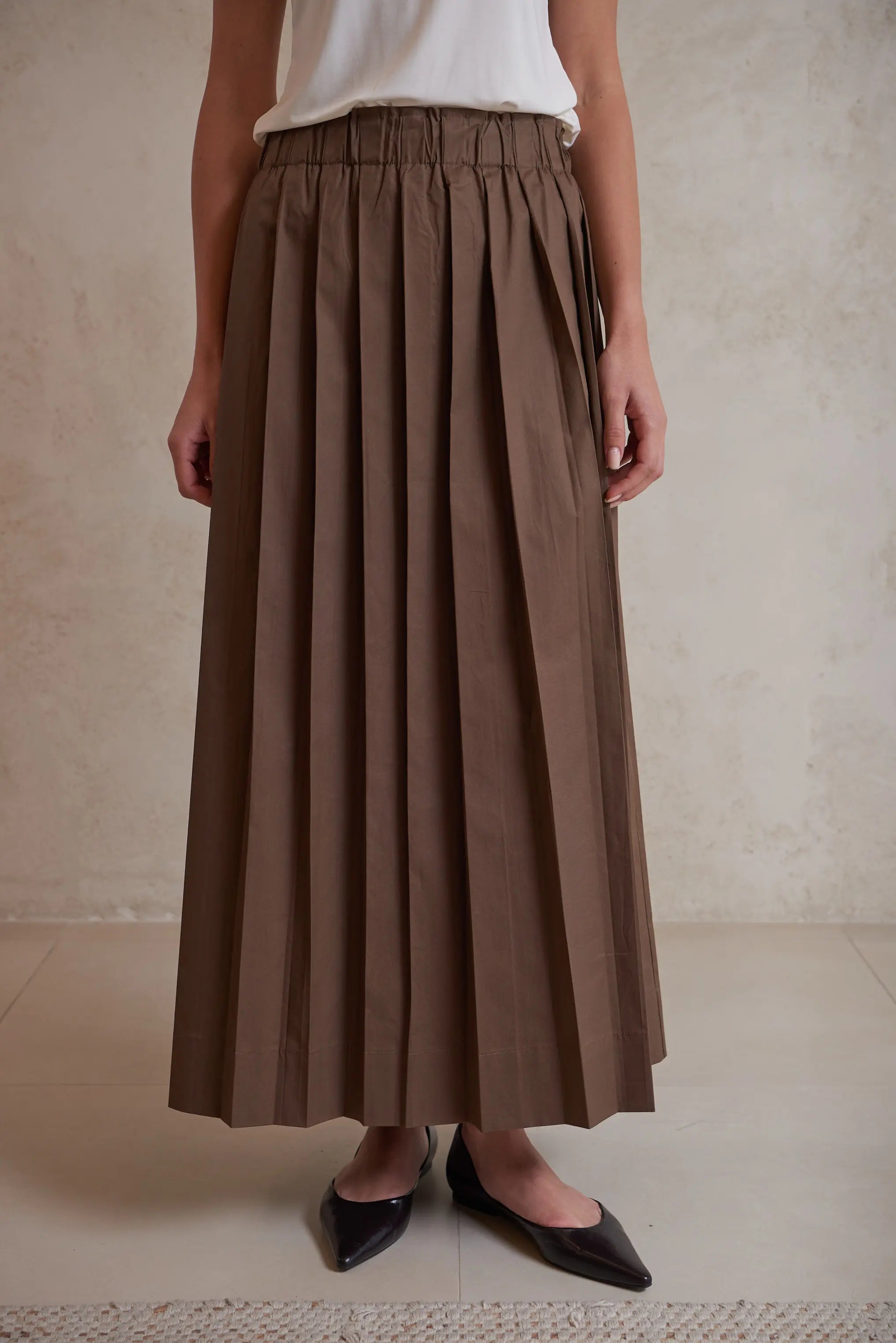 Poplin cotton plisse skirt