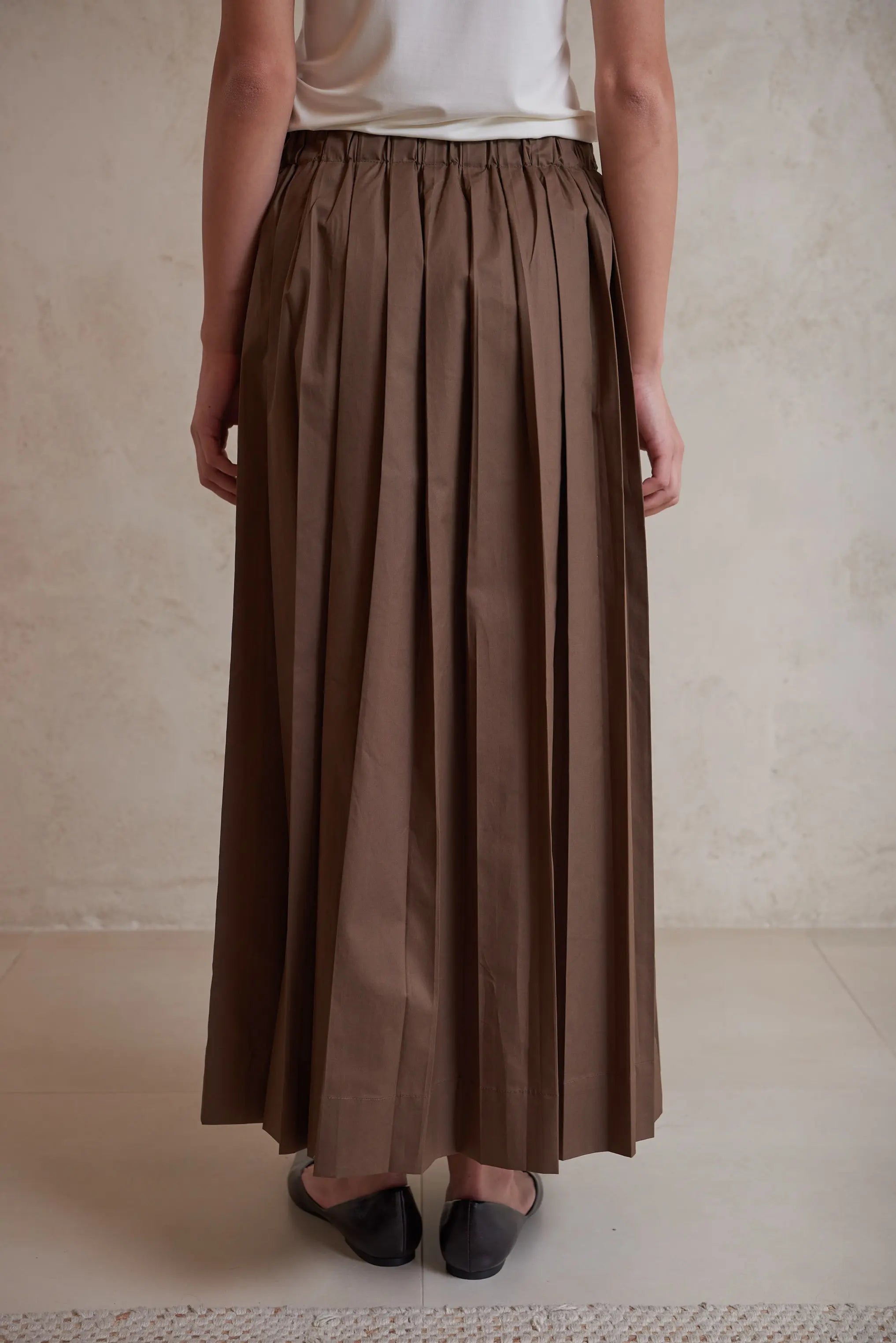 Poplin cotton plisse skirt