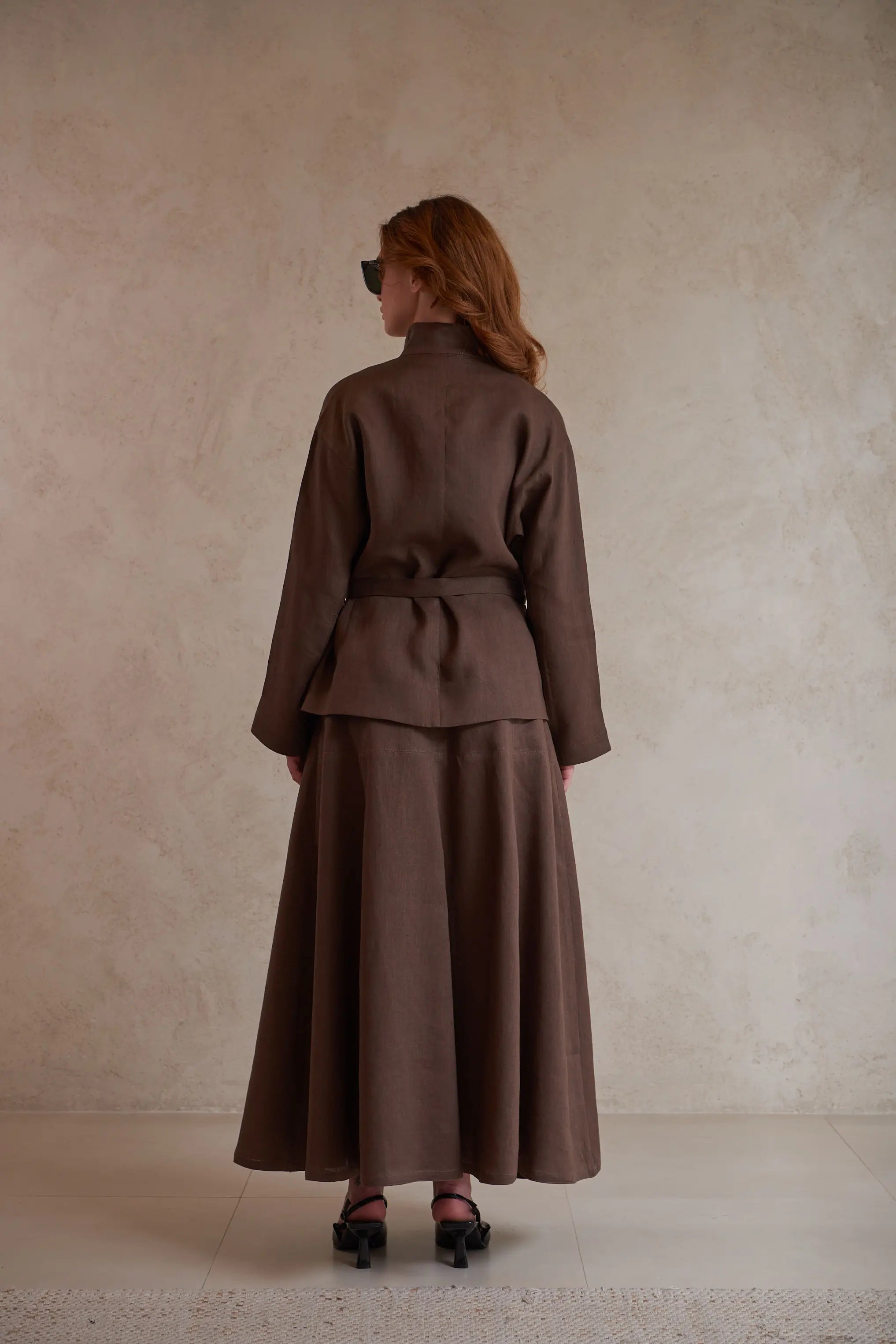 Button-Up Linen Shirt with Belt
