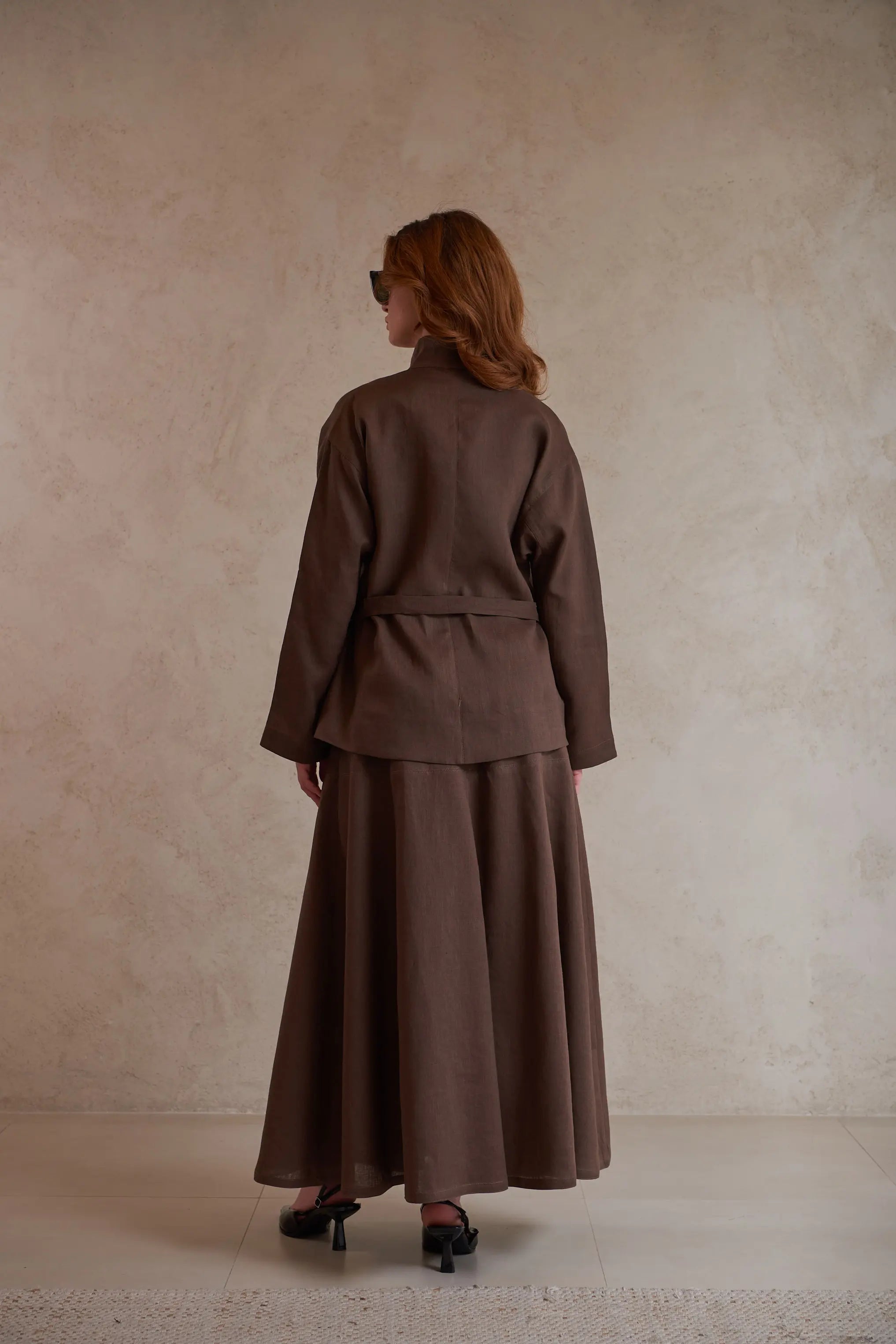 Button-Up Linen Shirt with Belt