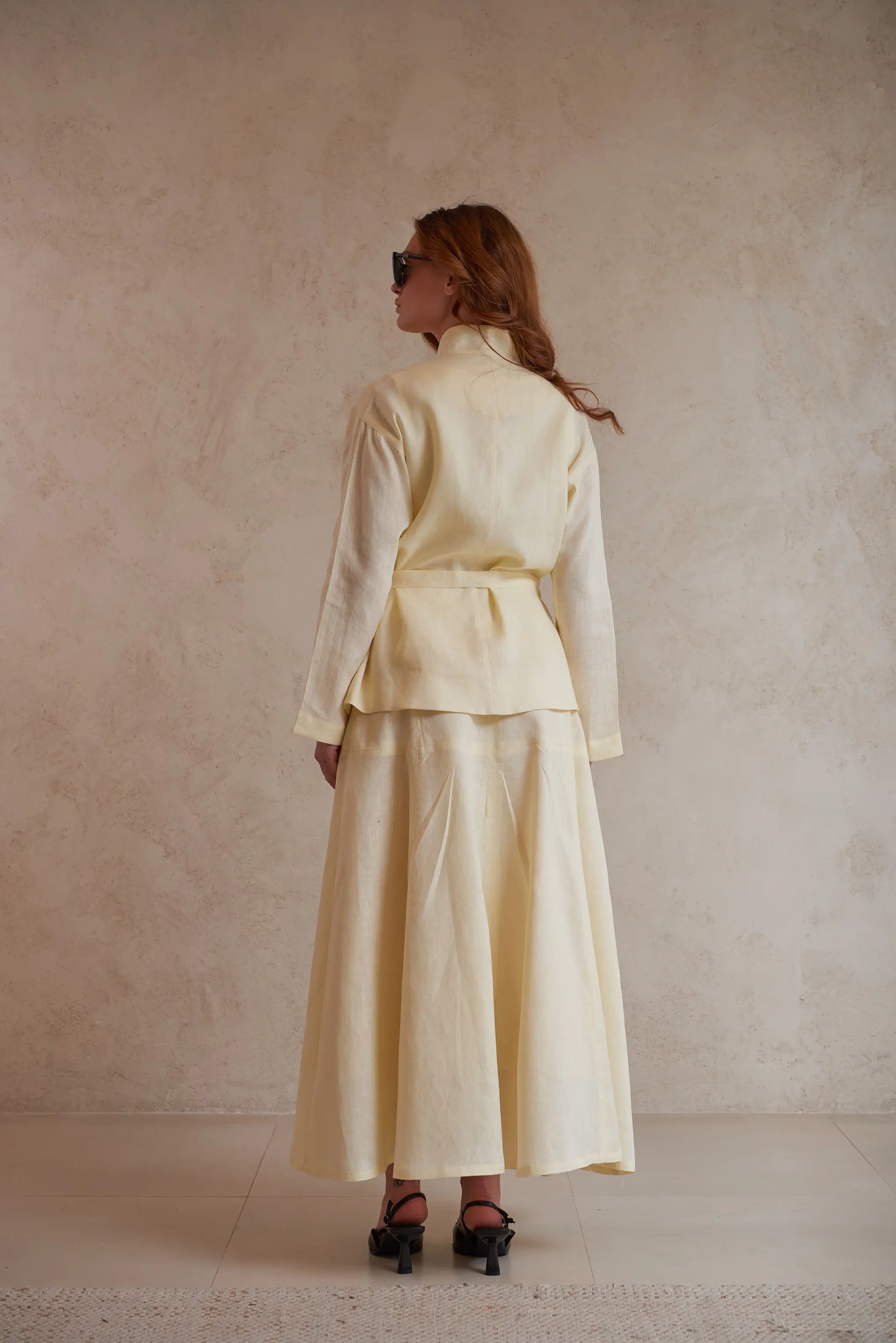 Button-Up Linen Shirt with Belt