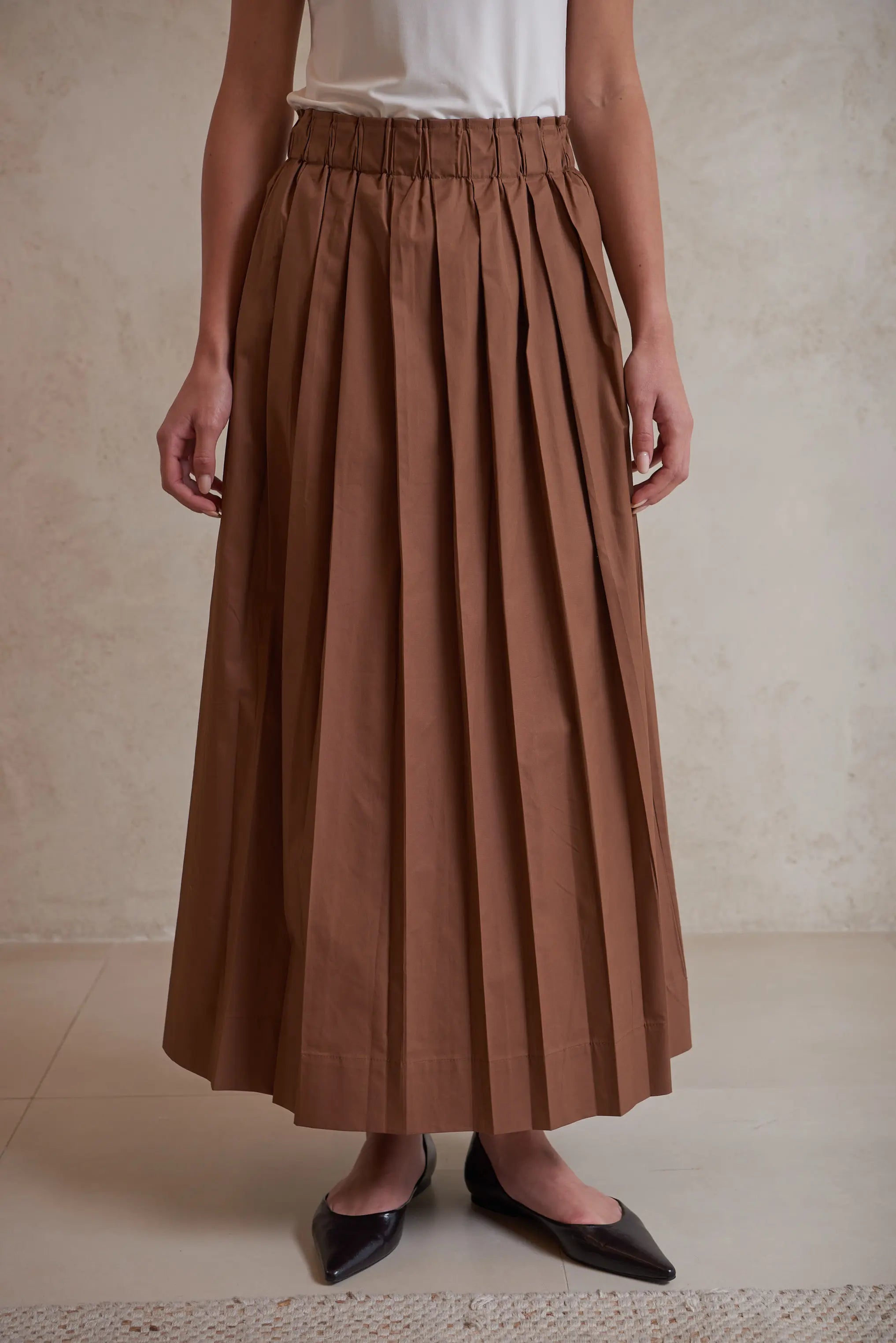 Poplin cotton plisse skirt