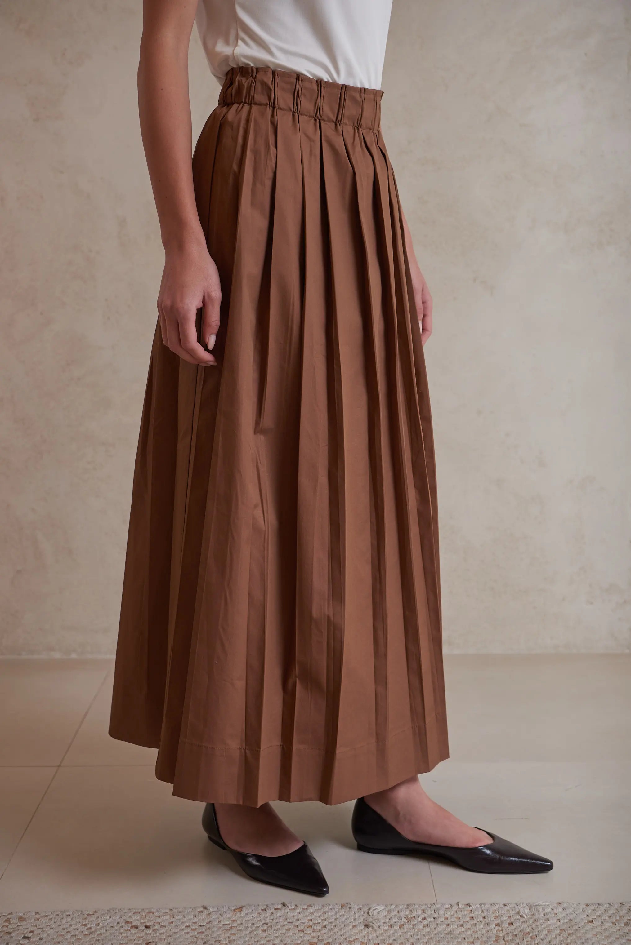 Poplin cotton plisse skirt