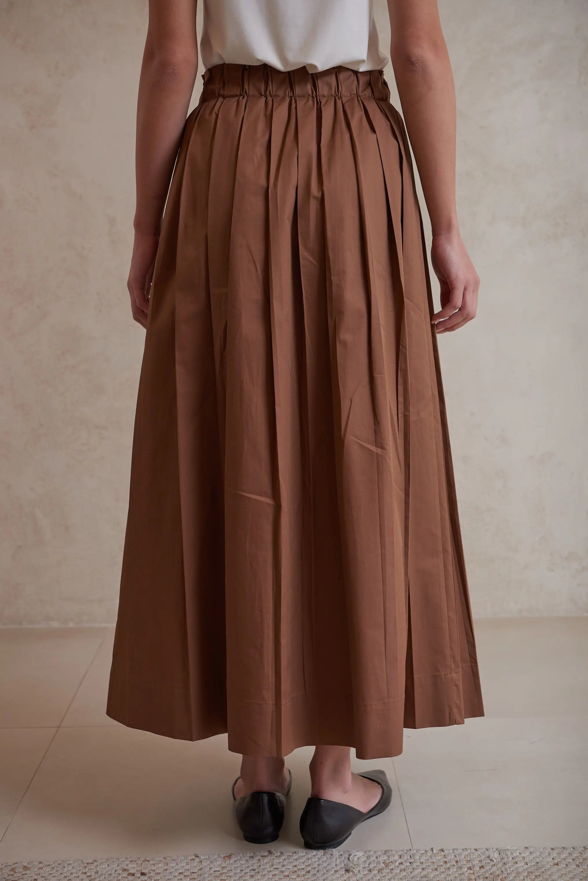 Poplin cotton plisse skirt