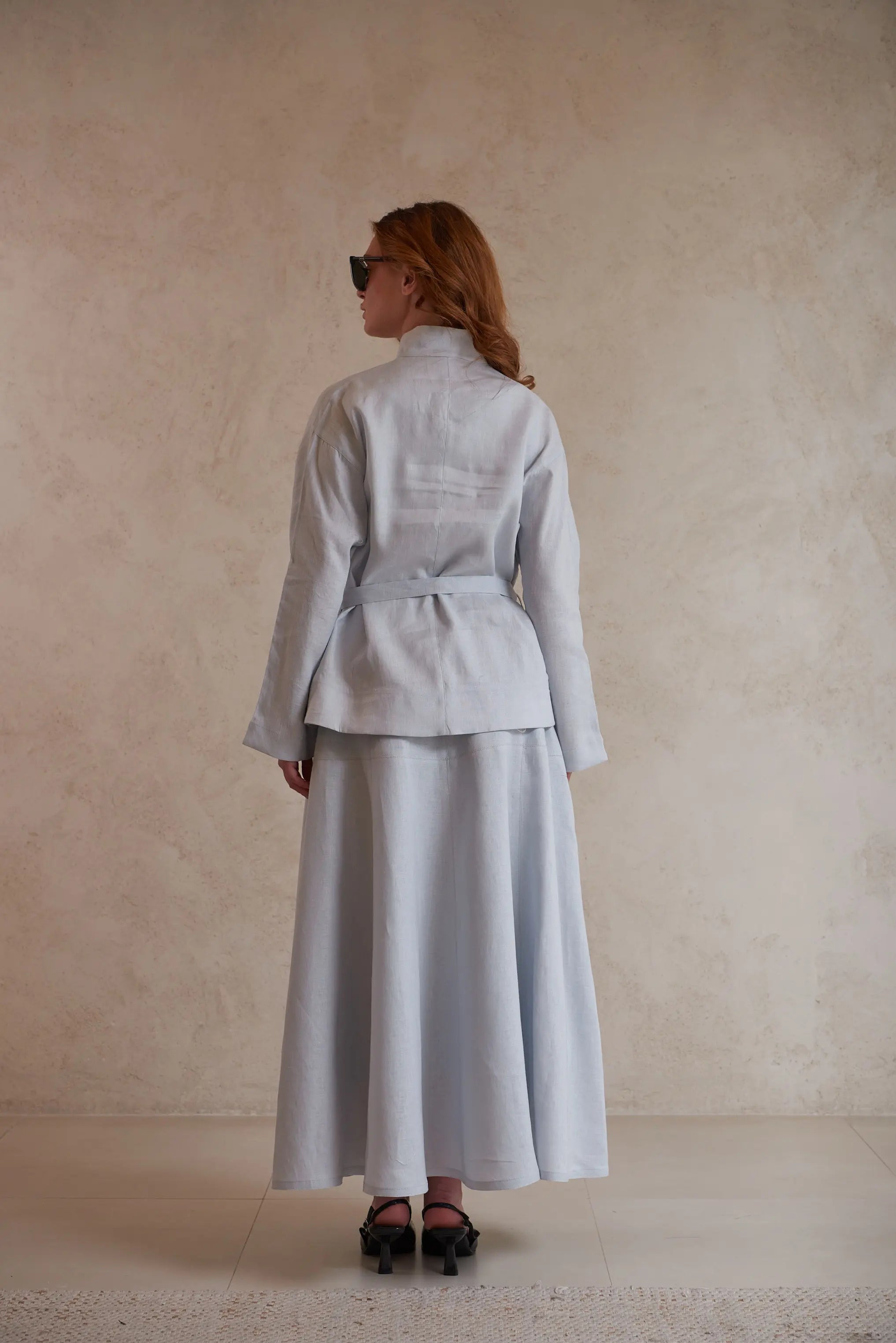 Button-Up Linen Shirt with Belt