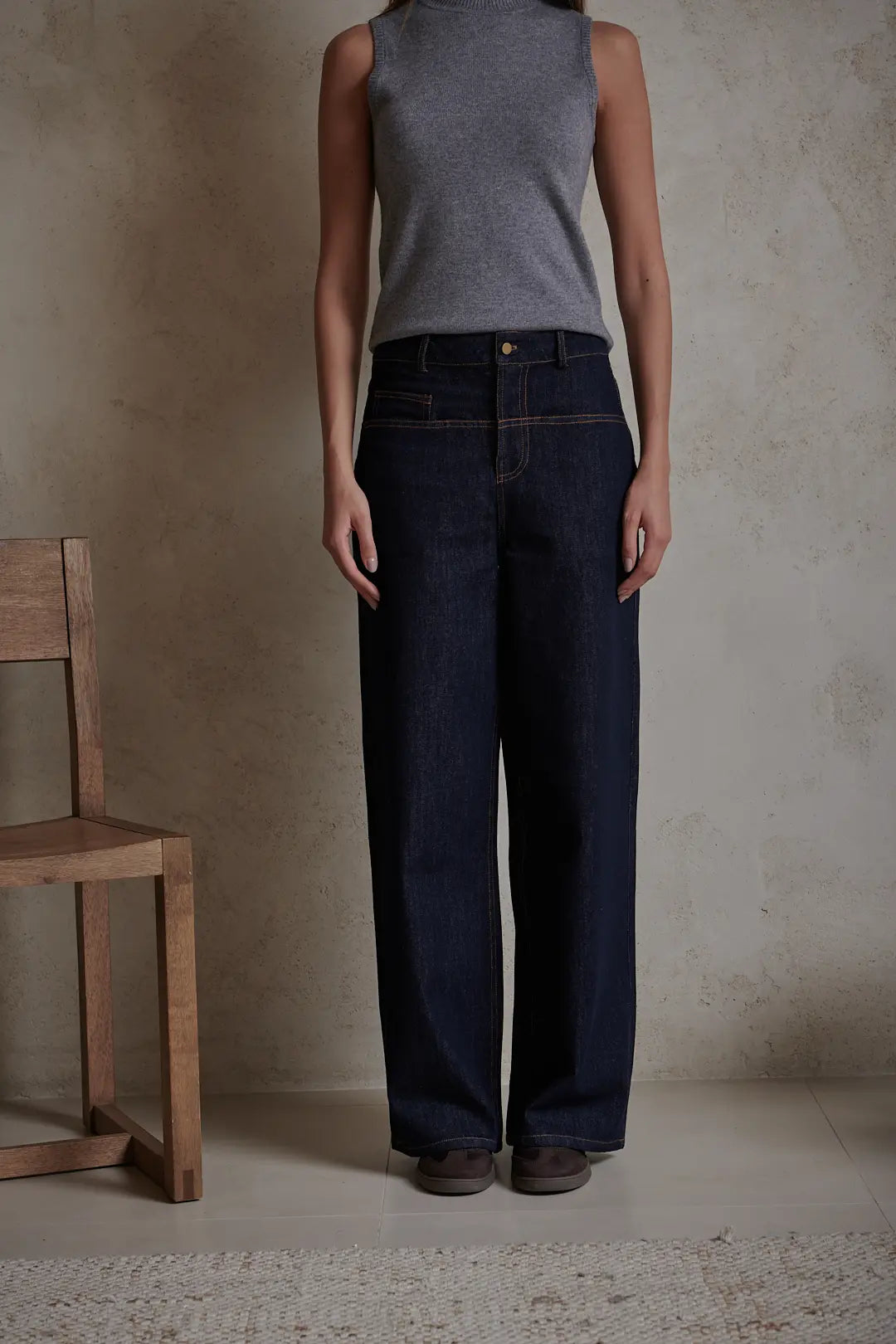 Classic Wide-Leg Denim Pants
