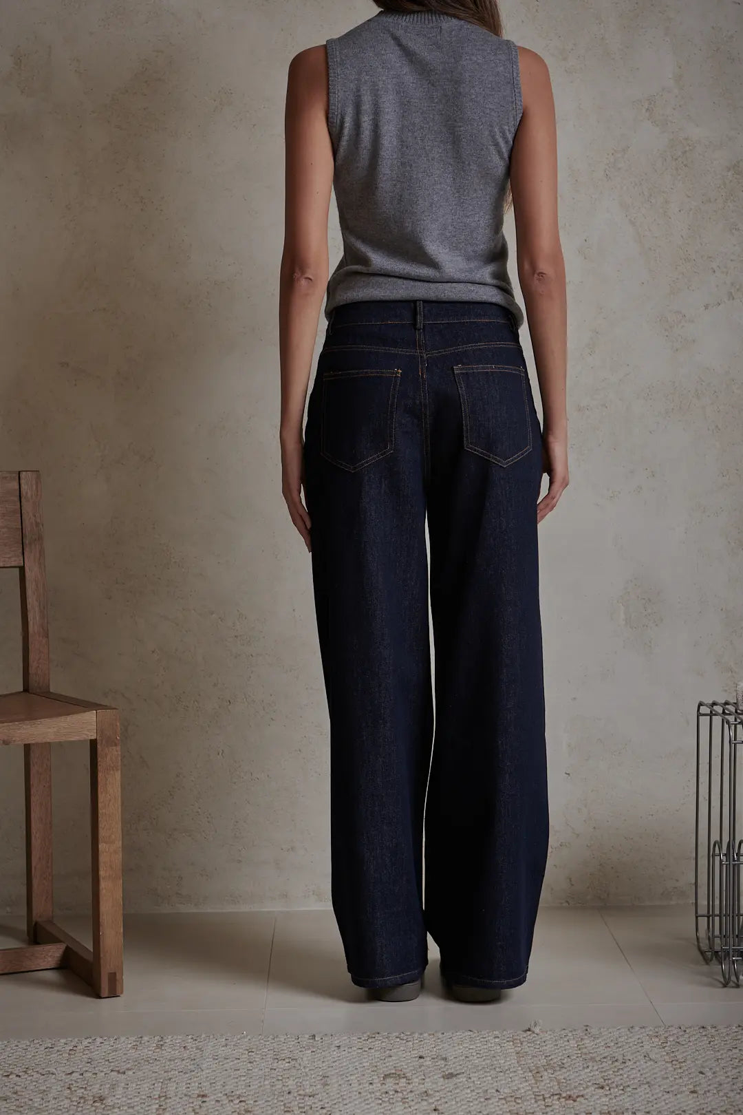 Classic Wide-Leg Denim Pants
